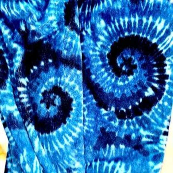 super soft rare flawless fleece Blue Tie-Dye Spiral Pants new Rare xl-xxl nwot - Picture 8 of 9